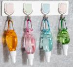 Plastic 50ml Hand Sanitizer Bottle Keychain Hook Heart Shaped