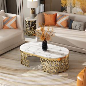 Wholesale Upscale Marble Oval Shaped White Coffee Table For Living Room from china suppliers