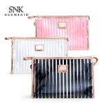 Transparent Pink Strip Pattern PVC Waterproof Makeup Cosmetic Storage Bag