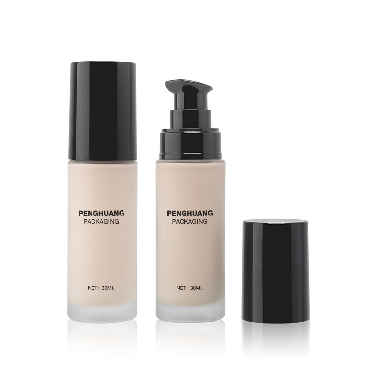ODM 30ml Glass Empty Liquid Foundation Bottles With Pump Face Care Moisturizer