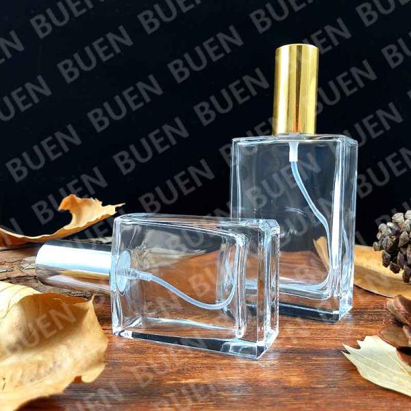 Empty Perfume Glass Bottles Clear 100ml 58mm Long Square Custom LOGO