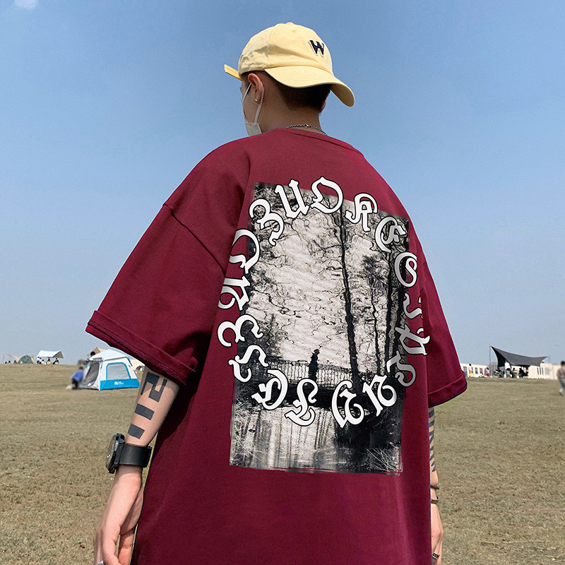 Summer Men Shirts Casual Clothing 100% Cotton T Shirt Round Neck Short Sleeves Tshirt