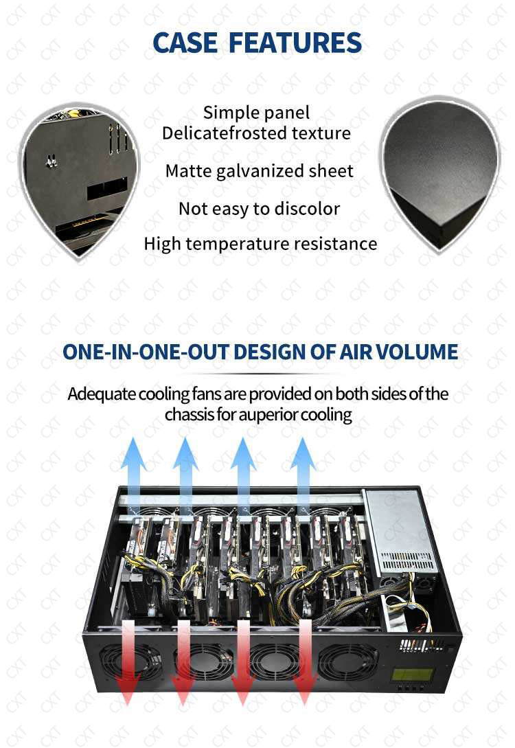 ethereum mining machine 8 gpu Miningcase machine chassis motherboard 8gpu server case with screen and 2500w power supply
