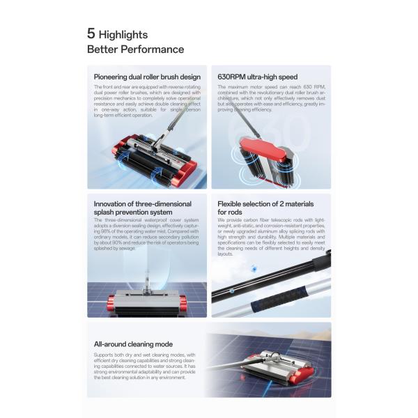 7.5M Solar Panel Rotary Brush Washer Photovoltaic Module Farm Array Cleaning Machine