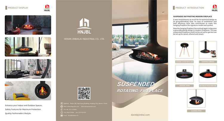 customization Hotel Suspended Wood Burners Charcoal Hanging Black Fireplace 80cm