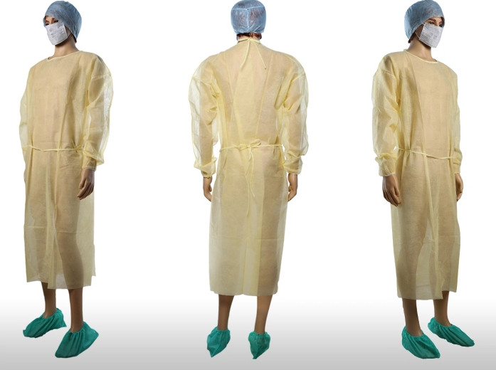 PP 18gsm Yellow Work Protection Isolation Gowns Infection Control