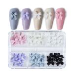 Holiday Decoration 30 Boxed Resin Bow Nail Art Accessories with Black Ribbon