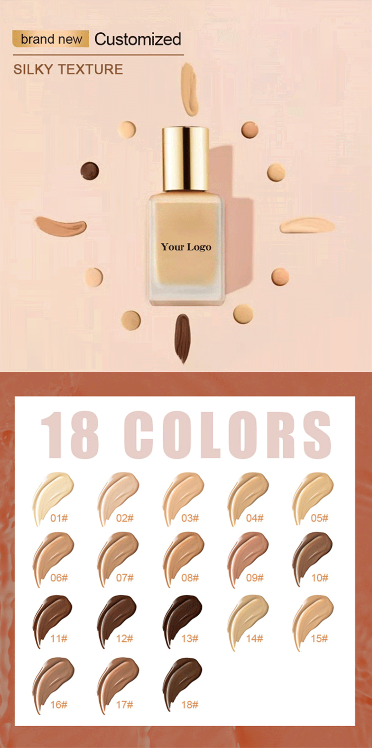 OEM / ODM Wholesale Makeup Full Coverage Cream Matte Waterproof Vegan Fond De Teint Original Private Label Wholesale Liquid Foundation For Dark Skin