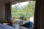 Green Color Glamping Dome Tent PVC Cover With A Big Transparent Window