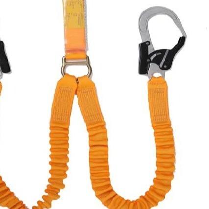 ISO9001 Fall Protection Safety Harnesses PET Fiber Energy Absorbing Lanyard Twin
