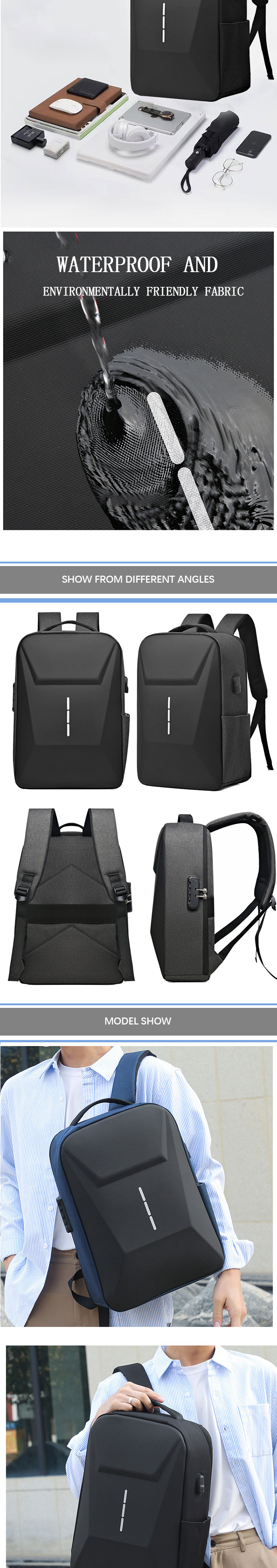 Customized Logo Travel Business Computer Backpack With USB Port
