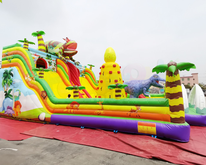 Backyard Commercial Inflatable Slide Dinosaur Jungle Park Bounce Castle