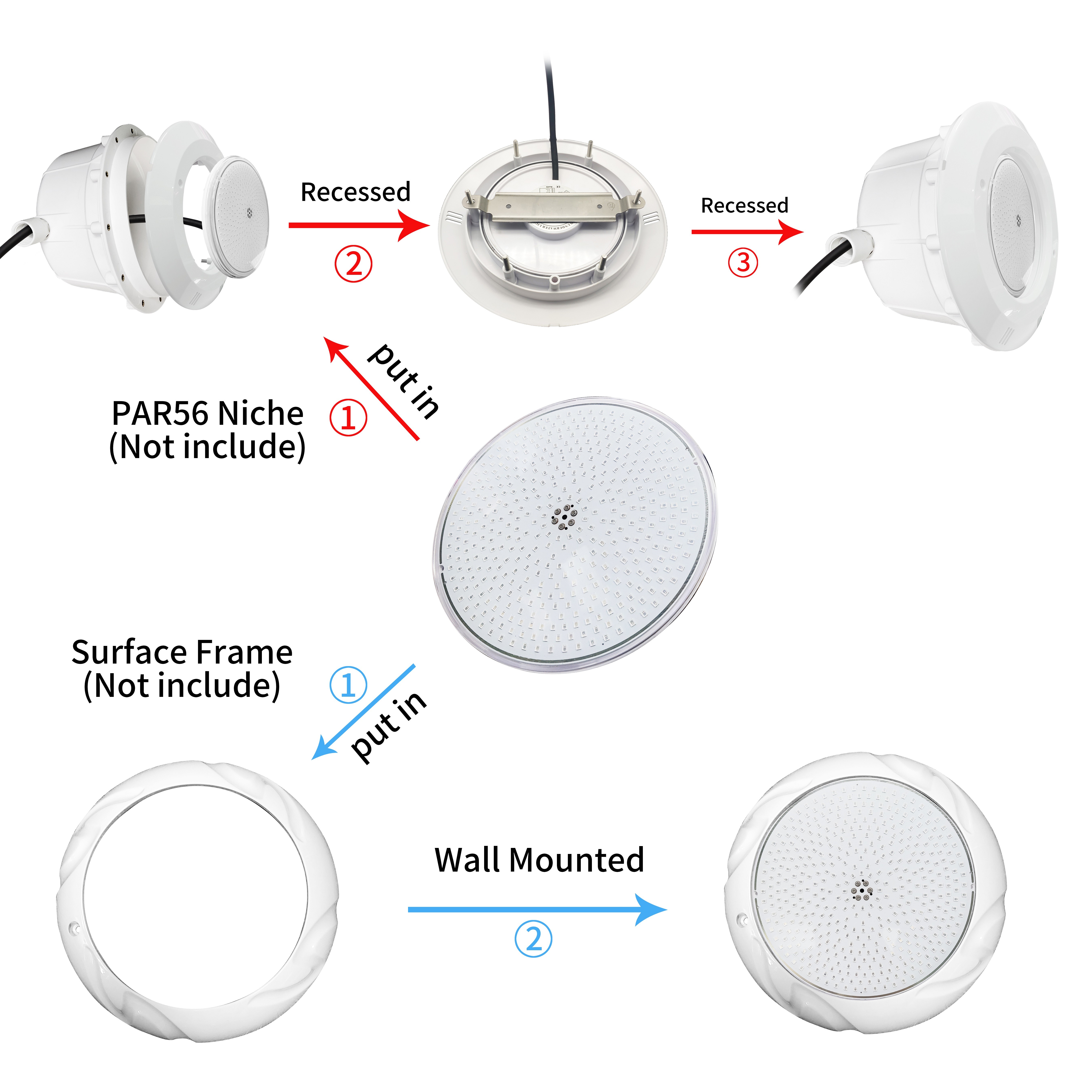 AC/DC12V RGB PAR56 LED Pool Light 120° Beam Angle CRI Ra>80