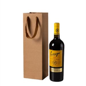 Wholesale Drawstring Handle Recyclable Paper Kraft Wine Bottle Box Bags Coated Paper from china suppliers