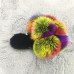 Wholesale Fluffy Slippers Multi - Color Spliced Vamp Furry Slippers For Women