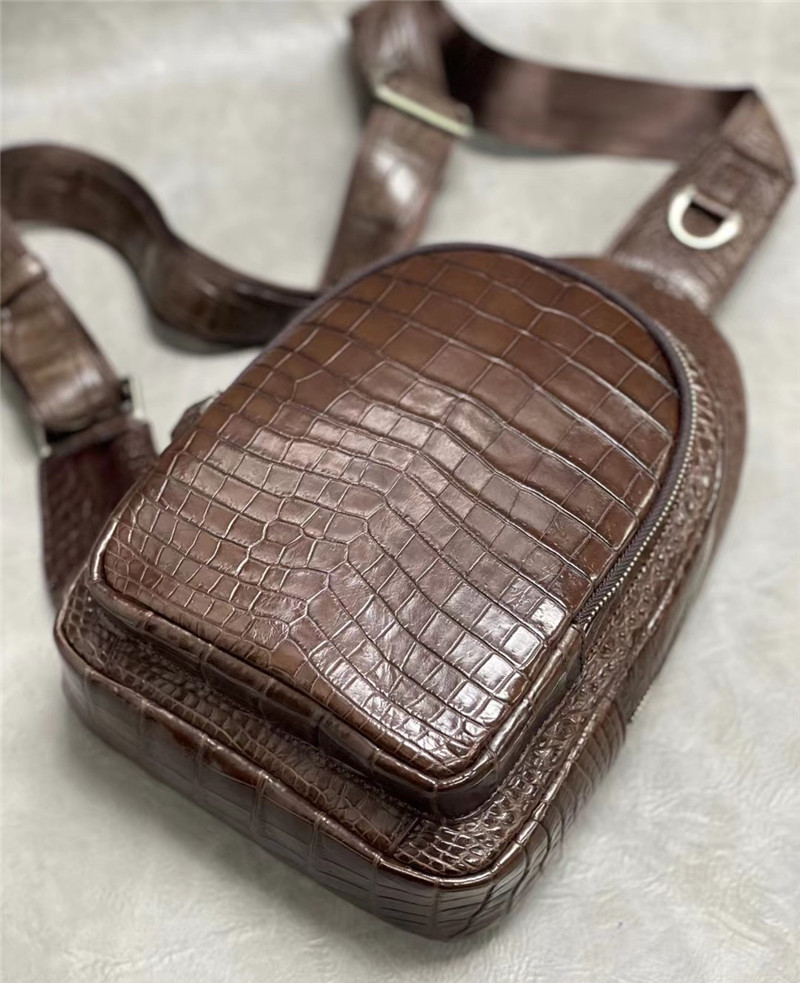 Exotic Crocodile Skin Men's Chest Bag Authentic Genuine Alligator Leather Male Messenger Bag Crossbody Shoulder Bag