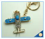 3D Airpalne Shape Rhinestone Cute Metal Key Chain For Girls Gift Four Color For