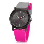 Pink Color Silicone Bracelet Watch Waterproof With Auto Date And Mineral Glass