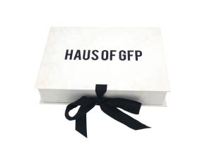 Wholesale White Flat Folding Ribbon Magnetic Closure Gift Box Easy Transportation For Dress Packaging from china suppliers