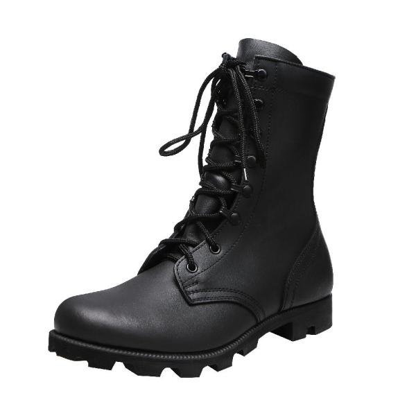 Custom Ghana Panama Black Full Leather Combat Shoes Jungle Tactical Military