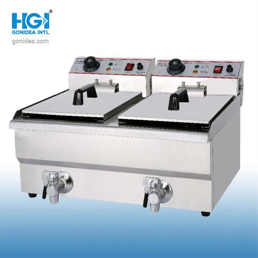 3250W 8L Countertop Double Oil Fryer Electric Commercial Stainless Steel