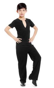 Wholesale new offer latin dance clothes boy Ruffly blue white black modern dance stage children latin dance clothes from china suppliers