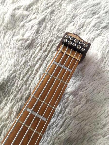 Ash Body Quilted Maple Top 9 Pieces Maple Neck Roasted Maple Fret Headless Bass