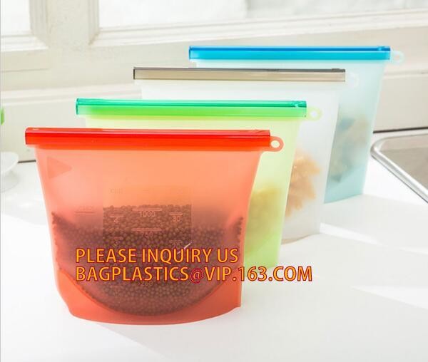 Reusable Leakproof Zipper Preservation Airtight sandwich Zip lockk Cooking Fresh Zip Large Silicone Storage Food Bags With