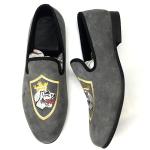 Durable Comfort Full Grain Leather Loafers , Grey Hand Painted Loafers