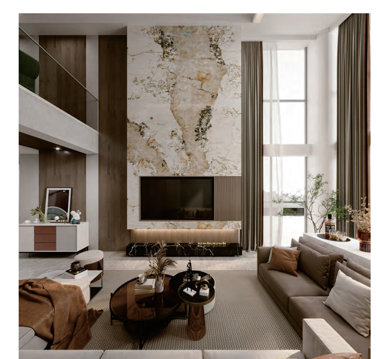 Pandora White Brown Colour Marble Slab Tile Polished Granite Floor Tiles