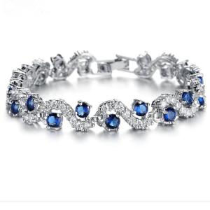 Wholesale Platinum Plated Clear Cubic Zirconia Tennis Bracelet for Women Jewelry (JDS931BLUE) from china suppliers