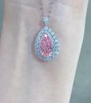 Pear Cut Pink Diamond Engagement Ring Wedding 18K White Gold CVD Diamond Ring