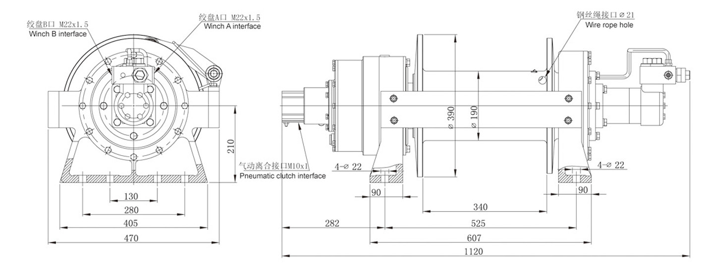 22000lbs Hydraulic Winch , 10 Tons Tow Truck Winch