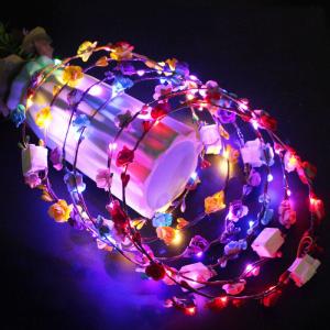 Wholesale Ladies Christmas Hair Accessories Luminous Led Flower Crown Light Up Glowing 65cm from china suppliers