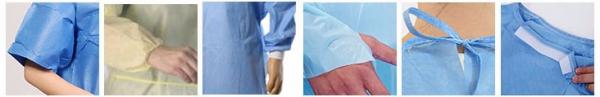 Disposable nonwoven protective isolation gown with short sleeve