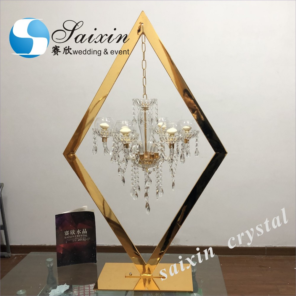 Acrylic Wedding Flower Stand 100cm Gold For Wedding Table Decoration