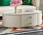 1.4m Customized Coffee Table Round Matted Marble Top