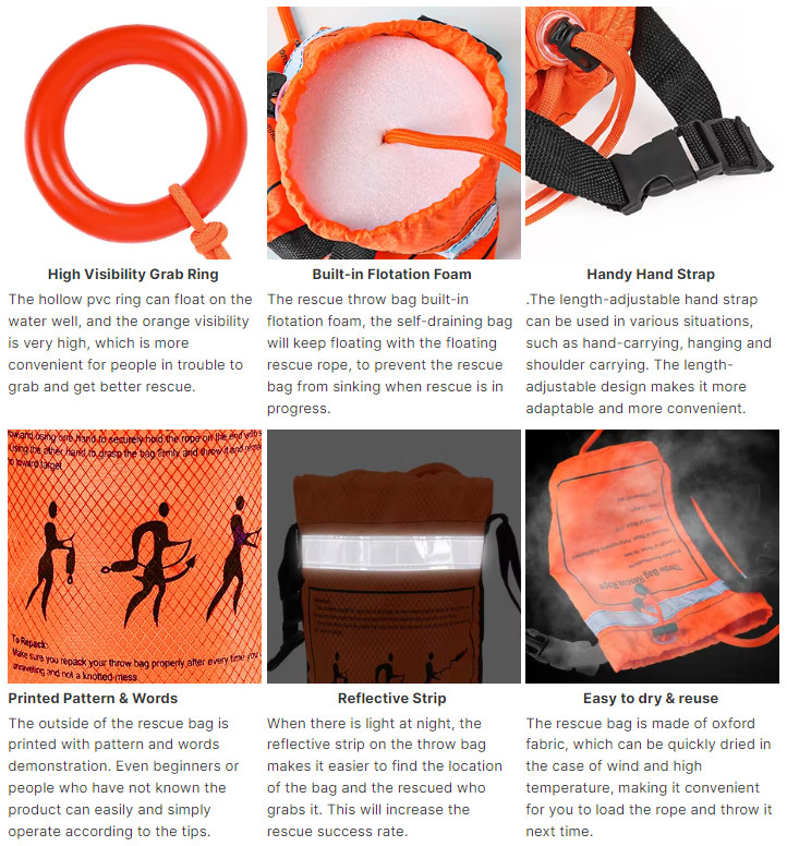 Lifesaving Outdoor Professional Floating Water Safety Throw Bag Rescue Rope Emergency Rescue Device