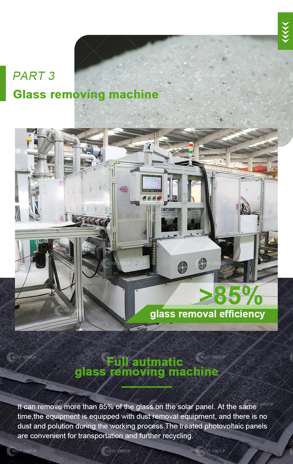 Green Energy Solar Panel Recycling Plant For Photovoltaic Panels