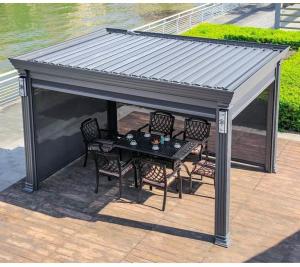 Wholesale Customizable Aluminum Gazebo and Arbor Garden Adjustable Outdoor Shutters Roof Waterproof Electric Gazebo from china suppliers