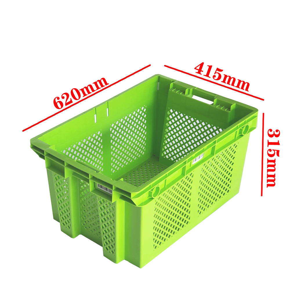 Nestable Stackable Ventilated Plastic Bins for Fruits and Vegetables Storage Solutions