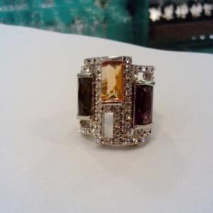 Wholesale (R-87) New Style Fashion Jewelry Multi Cubic Zircon Silver Plated Ring from china suppliers