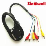 RGB Combination Scart Male To 6 RCA Audio Cable , Scart Component Cable