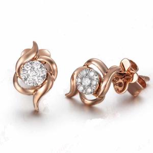 Wholesale Hot Sale 18K Rose Gold 0.14 Carat Stud Women Earrings (GDE008) from china suppliers