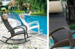 Hand-Woven Brown Resin Wicker Rocking Chair For Outdoor Garden