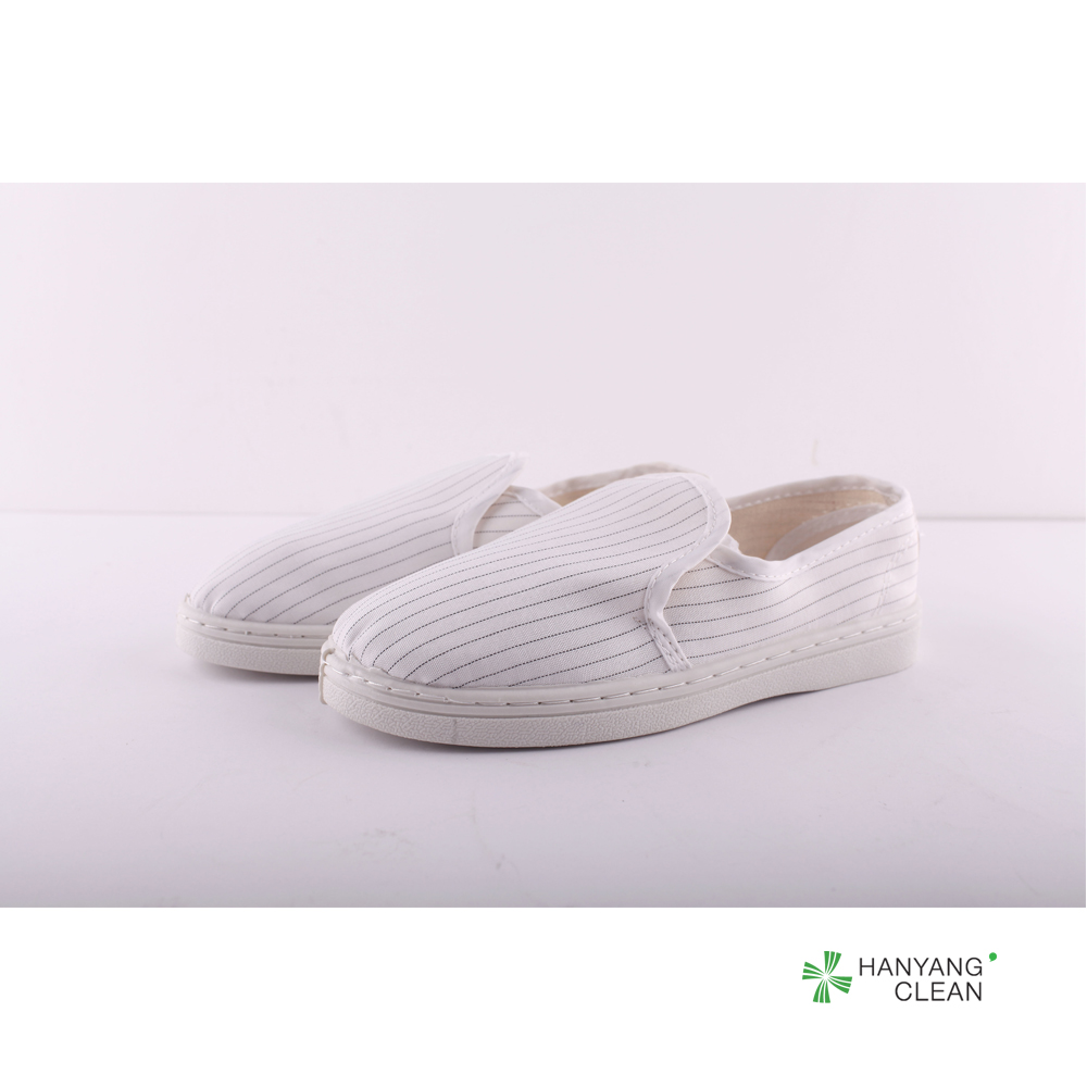 Electronics factory cleanroom stripe canvas PVC outsole shoe breathable esd antistatic work shoes