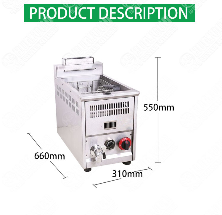 Adjustable 8 Liter Commercial Gas Deep Fryer With Temperature Control