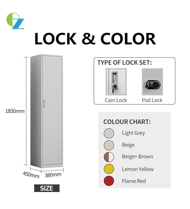 Vertical Single Door Steel Locker RAL Color Available For Office Gym School