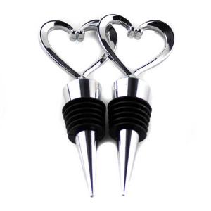 Wholesale Die casting zinc alloy heart shape love wine accessories chrome plated wine bottle stopper wedding favor logo engrave from china suppliers
