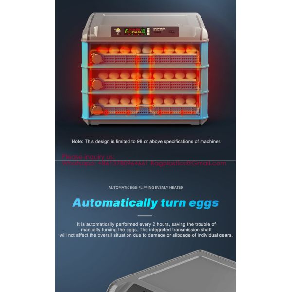 100 to 300 Eggs Incubator Automatic Egg 300-Egg High Hatching Rate Mini Incubator for Chicken Duck Quail Farm or Home Use Automatic Chicken Solar